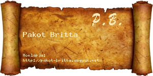 Pakot Britta névjegykártya